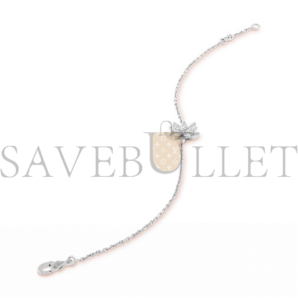 v*n cl*f arpels lotus openwork bracelet mini model - white gold, Di*m*nd  vcarp1ab00